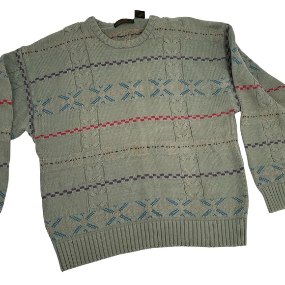 Vintage 90s Eddie Bauer Grandpa Sweater Oversized Crewneck Pullover Cotton | L - Picture 3 of 8